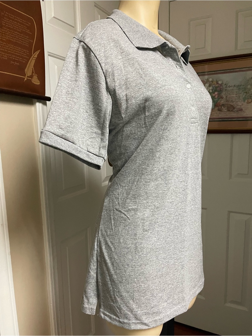 Jerzees Heather Gray 4 Button Collared Polo Shirt - Picture 2 of 13